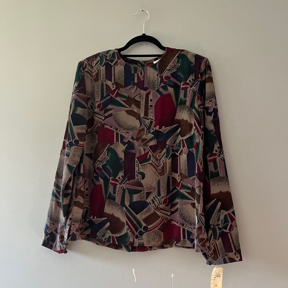 NWT Vintage Angelica Back Button Blouse Career USA Size 12